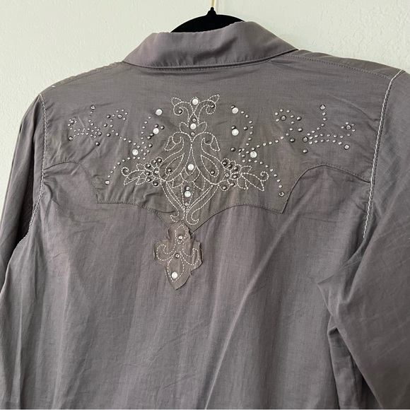 Rock 47 By Wrangler‎ Snap Western Shirt Embroidered Accents Women’s Size Small - Picture 5 of 10